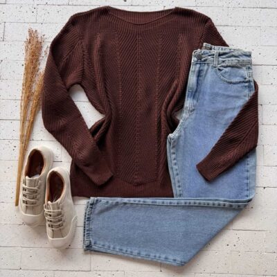 Dondoca_com_br Blusa Trico Com Vinco E Trama Detalhada Cafe