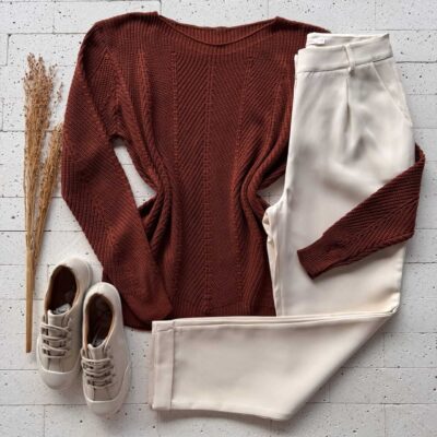 Dondoca_com_br Blusa Trico Com Vinco E Trama Detalhada Carmim