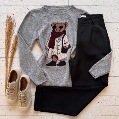 Dondoca_com_br Blusa Trico Mousse Urso Teddy Mescla