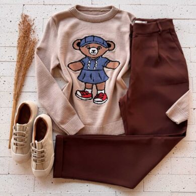 Dondoca_com_br Blusa Trico Ursa Bege