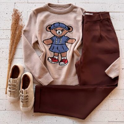 Dondoca_com_br Blusa Trico Ursa Bege