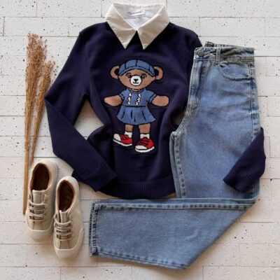 Dondoca_com_br Blusa Trico Ursa Marinho