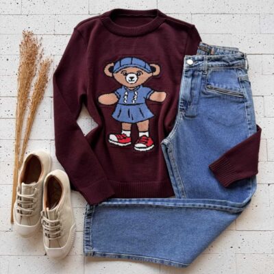 Dondoca_com_br Blusa Trico Ursa Vinho
