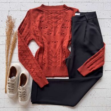 Dondoca_com_br Blusa Trico Zigzag Detalhe Bolhas Carmim