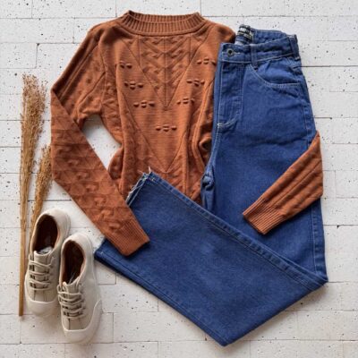 Dondoca_com_br Blusa Trico Zigzag Detalhe Bolhas Nude