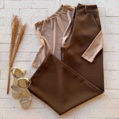 Dondoca_com_br Blusa Um Ombro So Manga Longa Bege