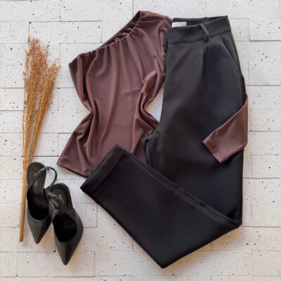 Dondoca_com_br Blusa Um Ombro So Manga Longa Cafe