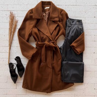 Dondoca_com_br Casaco Alongado Lanzinha Com Cinto Faixa Cafe