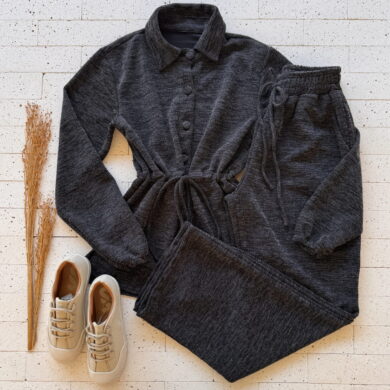 Dondoca_com_br Conjunto Lanzinha Blusa Com Lacinho E Pantalona Preto