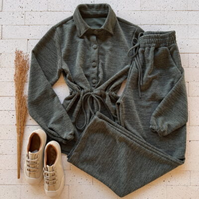 Dondoca_com_br Conjunto Lanzinha Blusa Com Lacinho E Pantalona Verde