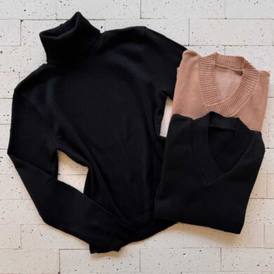 Dondoca_com_br Kit 3 Blusas De Trico Essenciais Nude E Pretas