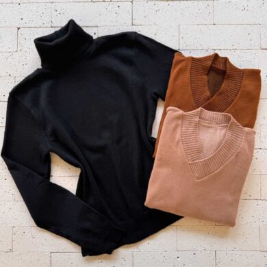 Dondoca_com_br Kit 3 Blusas De Trico Essenciais Preta Telha E Nude