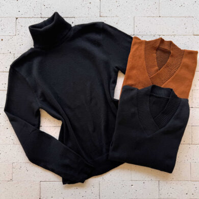 Dondoca_com_br Kit 3 Blusas De Trico Essenciais Telha E Pretas