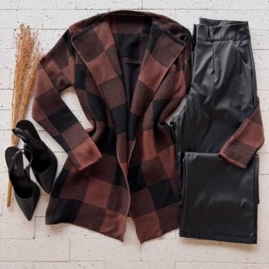 Dondoca_com_br Maxi Cardigan Xadrez Cafe