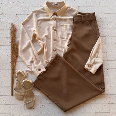 Dondoca_com_br Camisa Feminina Com Botoes Trabalhados Premium Bege