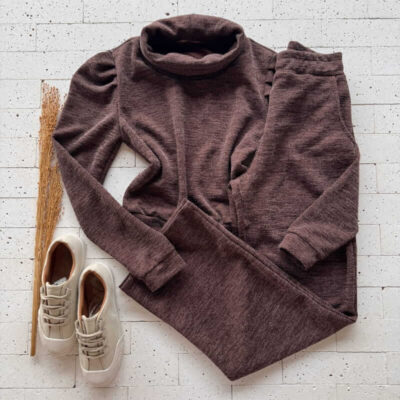 Dondoca_com_br Conjunto Lanzinha Blusa Princesa Com Gola E Wide Leg Cafe