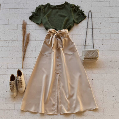 Dondoca_com_br Blusa Detalhe Lacinhos Na Manga Verde Oliva