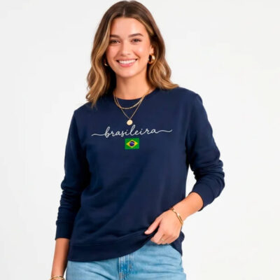 Dondoca_com_br Blusa Feminina Do Brasil Manga Longa Estampa Brasil 1822 Preta Copia