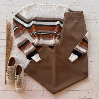 Dondoca_com_br Blusa Trico Listrada Detalhe Mousse Off