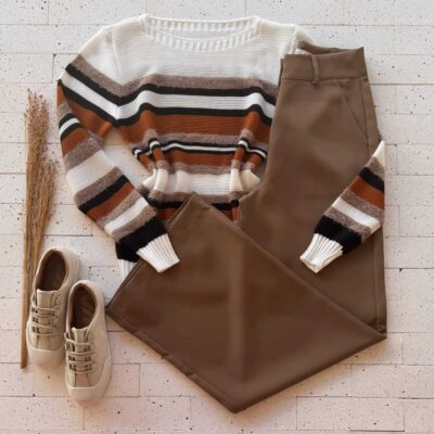 Dondoca_com_br Blusa Trico Listrada Detalhe Mousse Off