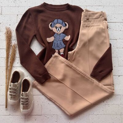 Dondoca_com_br Blusa Trico Ursa Marrom