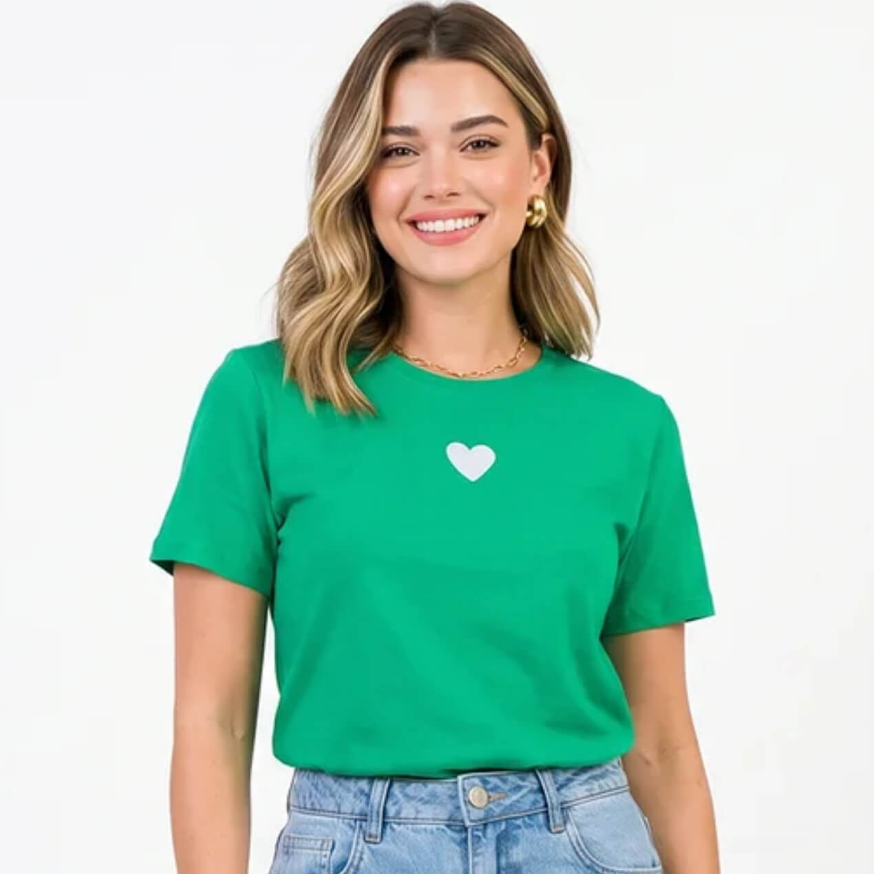 Dondoca_com_br Camiseta Feminina Do Brasil Coracao Minimalista Verde Dondoca_com_br Camiseta Feminina Do Brasil Coracao Minimalista Verde