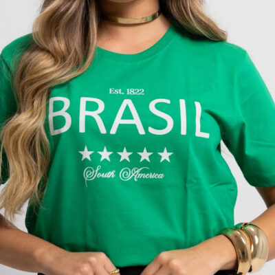 Dondoca_com_br Camiseta Feminina Do Brasil Estampa Brasil 1822 Verde