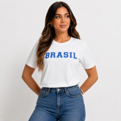 Dondoca_com_br Camiseta Feminina Do Brasil Estampa Brasil Off White