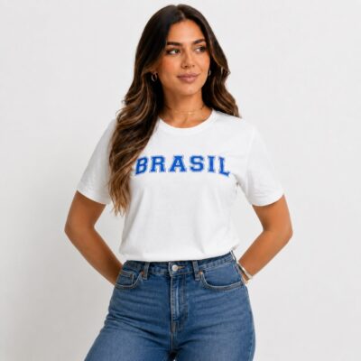 Dondoca_com_br Camiseta Feminina Do Brasil Estampa Brasil Off White