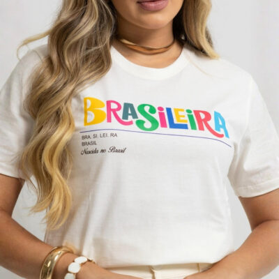Dondoca_com_br Camiseta Feminina Do Brasil Estampa Brasileira Color Off White