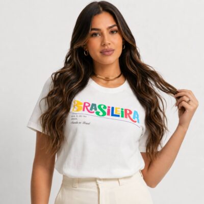 Dondoca_com_br Camiseta Feminina Do Brasil Estampa Brasileira Color Off White
