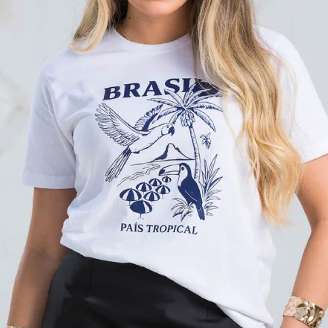 Dondoca_com_br Camiseta Feminina Do Brasil Estampa Pais Tropical Branca Dondoca_com_br Camiseta Feminina Do Brasil Estampa Pais Tropical Branca