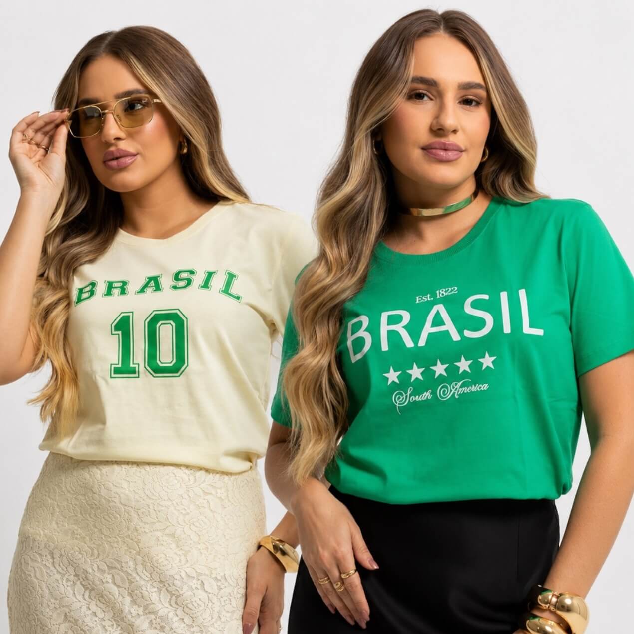 Dondoca_com_br Kit 2 Camisetas Femininas Do Brasil Estampas Brasil 10 E Brasil Dondoca_com_br Kit 2 Camisetas Femininas Do Brasil Estampas Brasil 10 E Brasil
