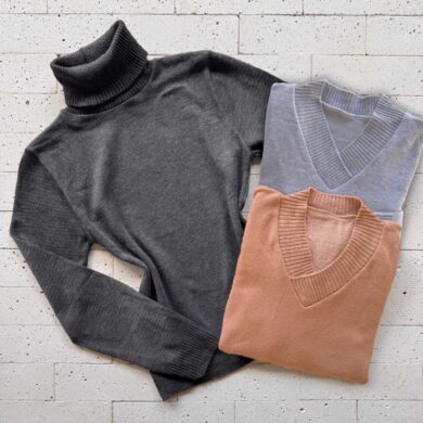 Dondoca_com_br Kit 3 Blusas De Trico Essenciais Grafite Mescla E Nude