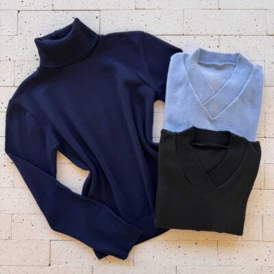 Dondoca_com_br Kit 3 Blusas De Trico Essenciais Marinho Azul E Preta