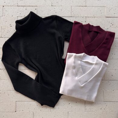 Dondoca_com_br Kit 3 Blusas De Trico Essenciais Preta Vinho E Telha Copia