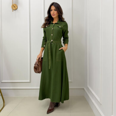 Dondoca_com_br Vestido Longuete Chemise Com Cinto E Pespontos Marinho Copia