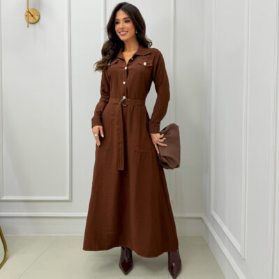 Dondoca_com_br Vestido Longuete Chemise Com Cinto E Pespontos Marinho Copia