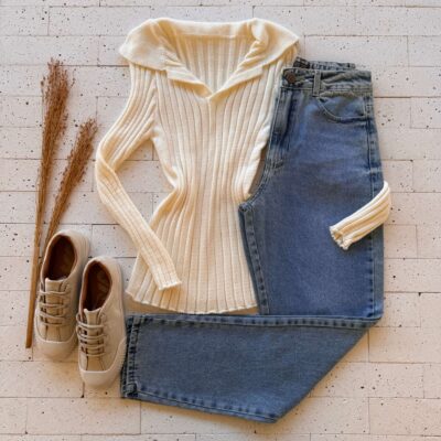 Dondoca_com_br Blusa Modal Canelado Manga Longa Off