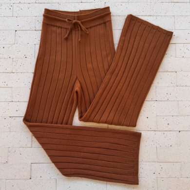 Dondoca_com_br Calca Pantalona Em Trico Canelado Comfy Telha