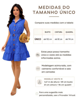 Dondoca_com_br Vestido Listrado Com Cinto E Gola Azul