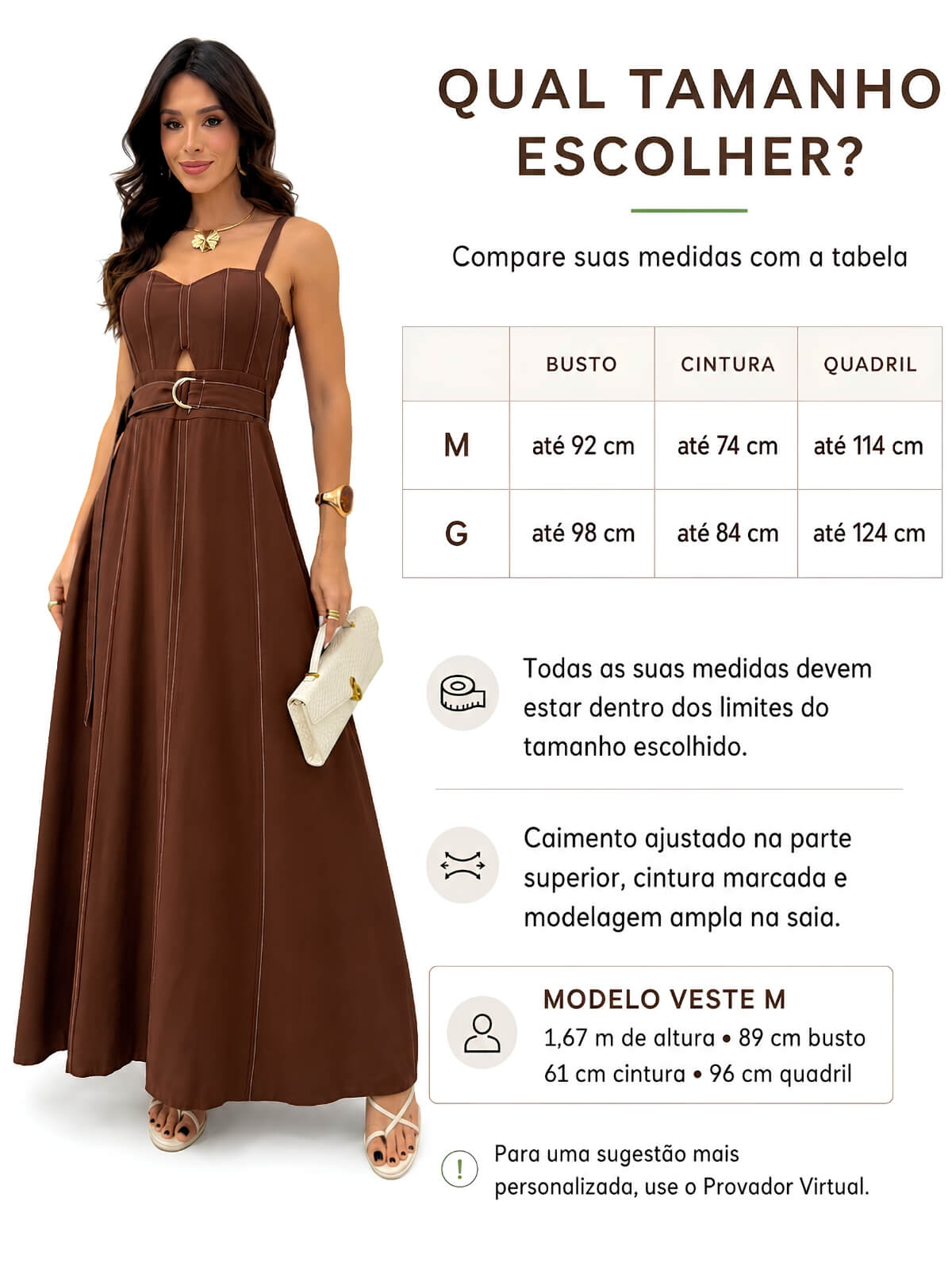 Dondoca_com_br Vestido Longuete Marrant Detalhe Abertura E Cinto Cafe
