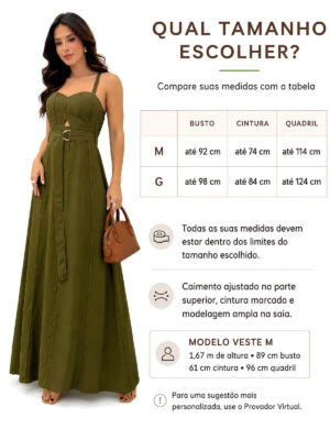 Dondoca_com_br Vestido Longuete Marrant Detalhe Abertura E Cinto Verde Oliva 2 0