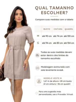 Dondoca_com_br Vestido Pespontado Com Cinto Nude