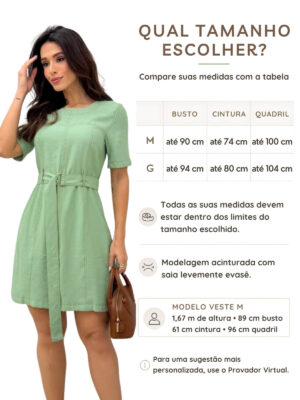 Dondoca_com_br Vestido Pespontado Com Cinto Pistache