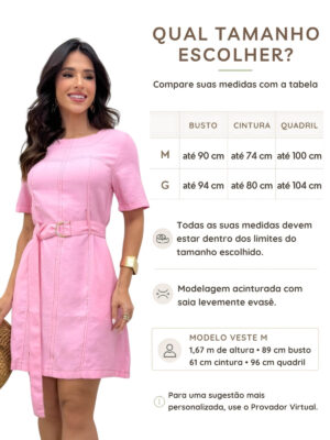 Dondoca_com_br Vestido Pespontado Com Cinto Rosa
