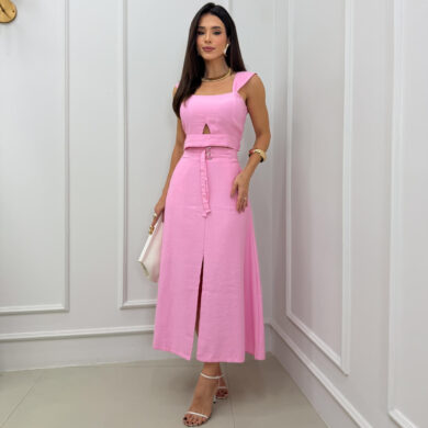Dondoca_com_br Conjunto Marrant Cropped Alca Larga E Saia Midi Com Fenda Rosa 2 0