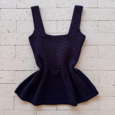 Dondoca_com_br Regata Modal Peplum Ponto Detalhado Marinho