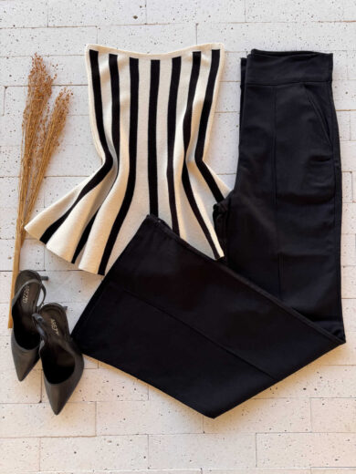 Dondoca_com_br Blusa Modal Tomara Que Caia Peplum Listrada Bege