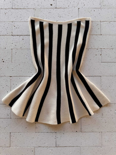 Dondoca_com_br Blusa Modal Tomara Que Caia Peplum Listrada Bege